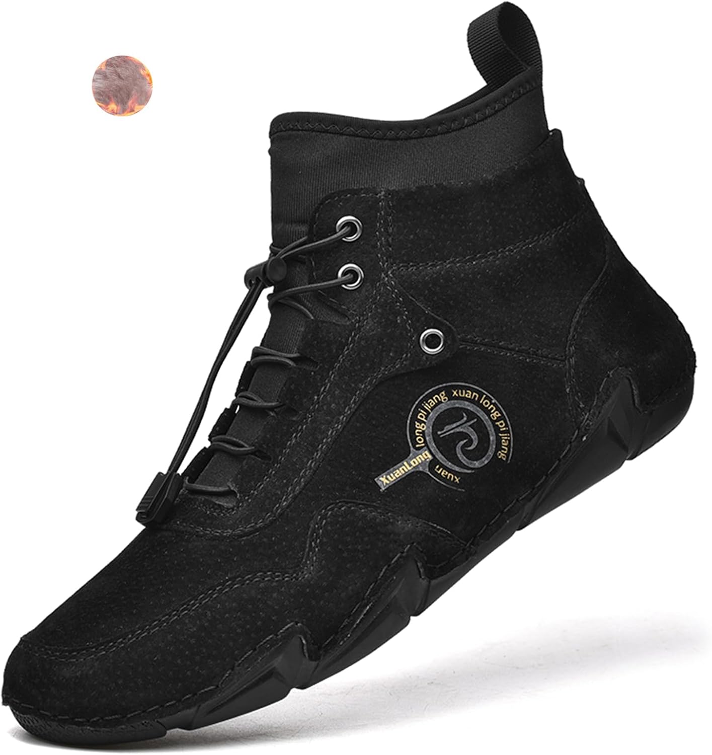 

Мужские замшевые повседневные ботинки Chukka от Lossarye, ручной работы, водонепроницаемые, с регулируемой посадкой, подошва против скольжения, высокие, удобные для прогулок, вождения и повседневной носки, черный