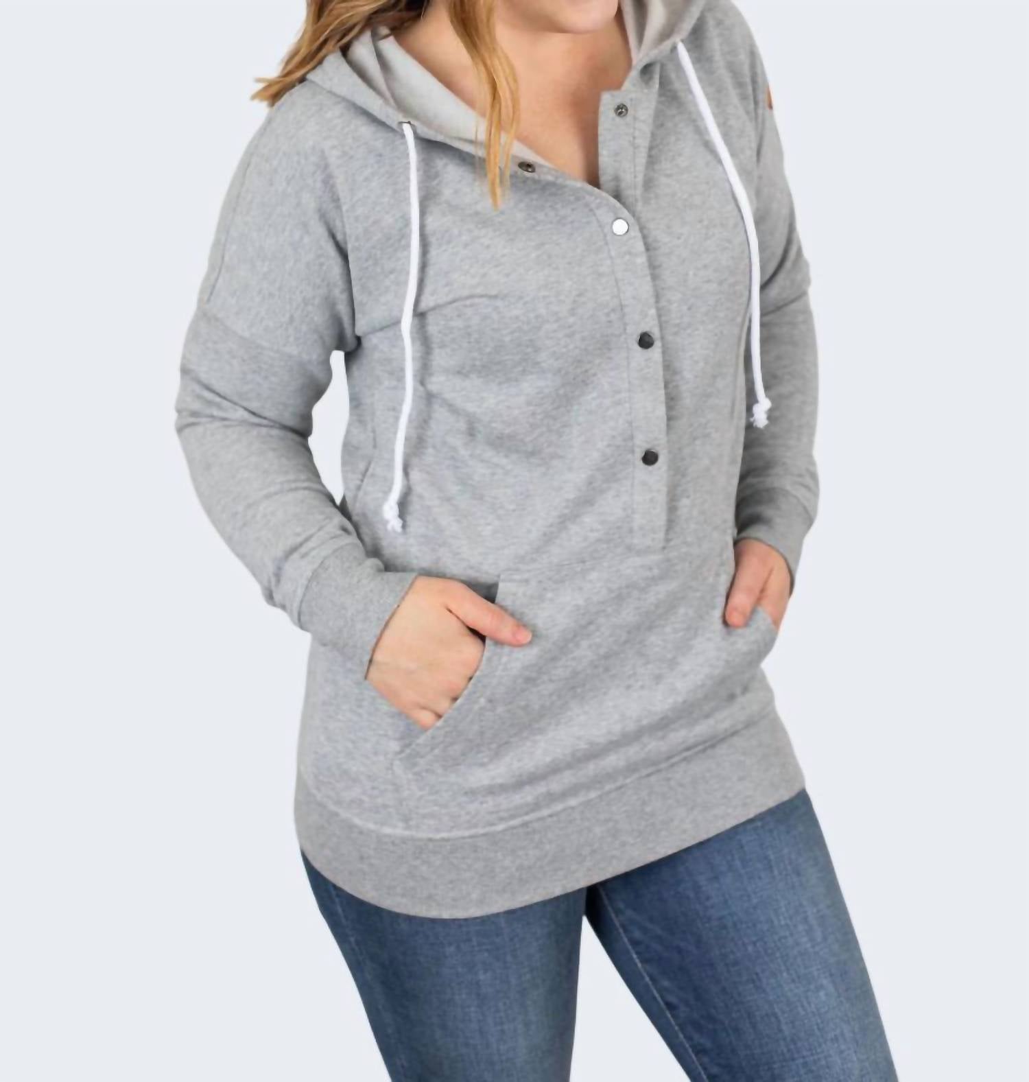 

Michelle Mae Худи Hailey Button Snap серого цвета