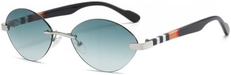 

Модные маленькие овальные солнцезащитные очки без оправы 2027 года для женщин, в стиле стритстайл, для вождения, для путешествий, с защитой от УФ-излучения UV400 MTZJH, A