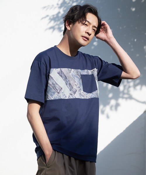 

Футболка с принтами и контрастными элементами, устойчивая к пятнам от пота, водоотталкивающая, с защитой от УФ-излучения ZEROSTAIN JEANS MATE