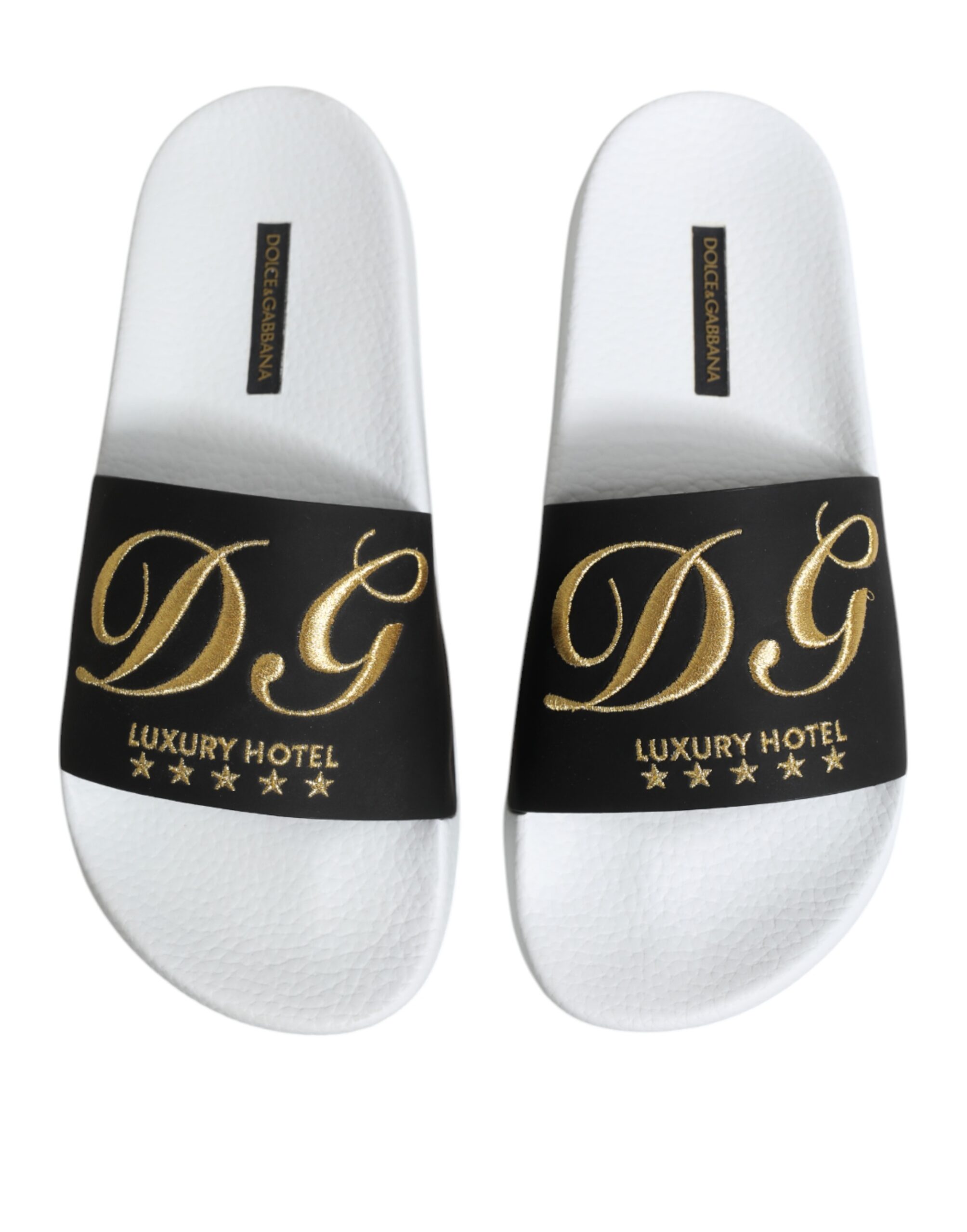 Бело-черные кожаные сандалии, пляжная обувь Dolce & Gabbana, черный/белый — фото 3