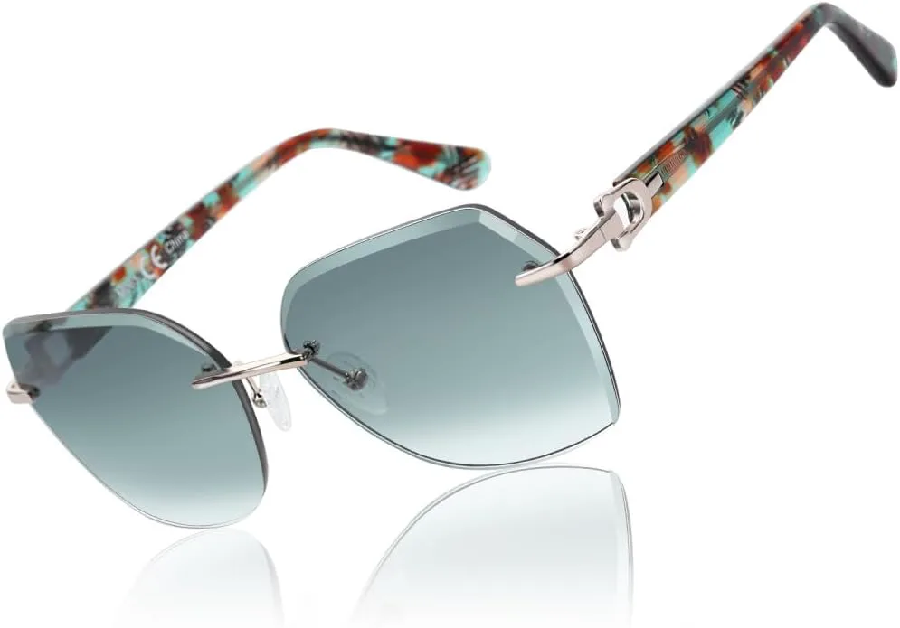 

Модные женские солнцезащитные очки без оправы с геометрическим узором, градиентными линзами с алмазной огранкой и защитой от УФ-излучения MTZJH, One Color