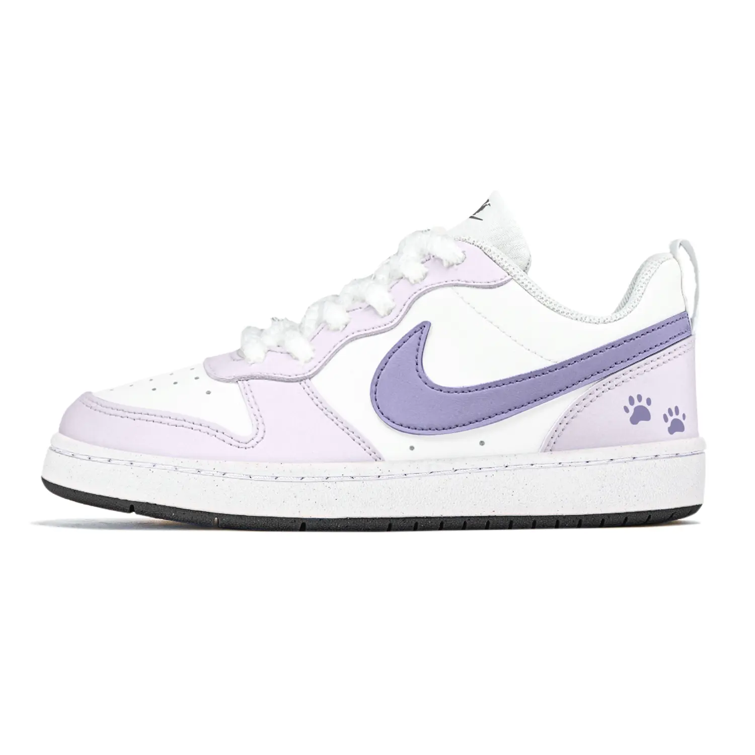 

Nike Court Borough устойчивые к истиранию низкие детские скейтбординговые кроссовки White Purple для подростков