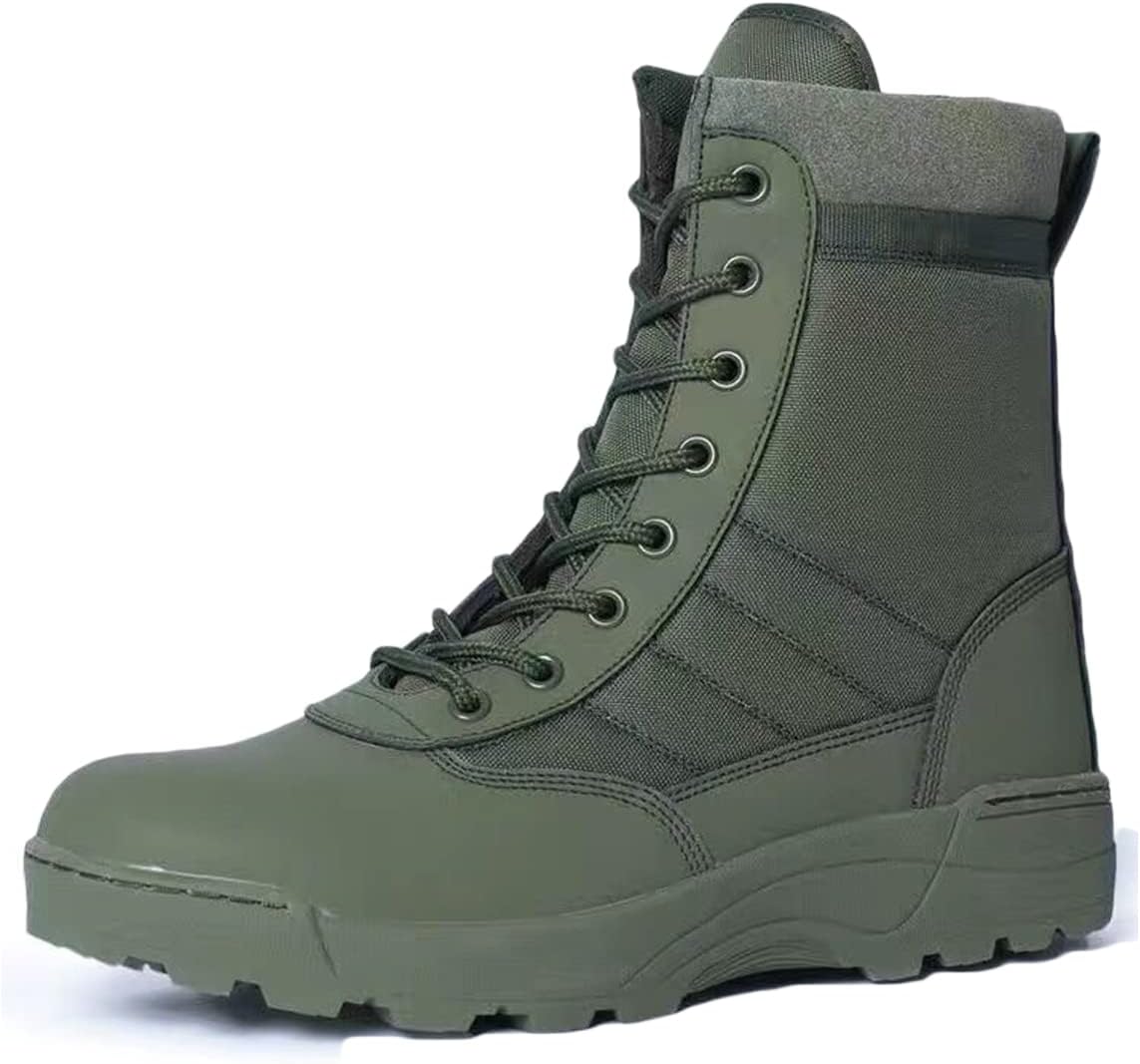 

Мужские тактические ботинки HARGLESMAN с боковой молнией, кожаные мотоботинки, боевые ботинки, зеленый