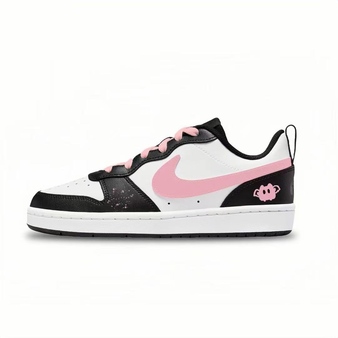 

Nike Court borough low 2 нескользящие устойчивые к истиранию низкие детские скейтбординг кроссовки black pink unisex