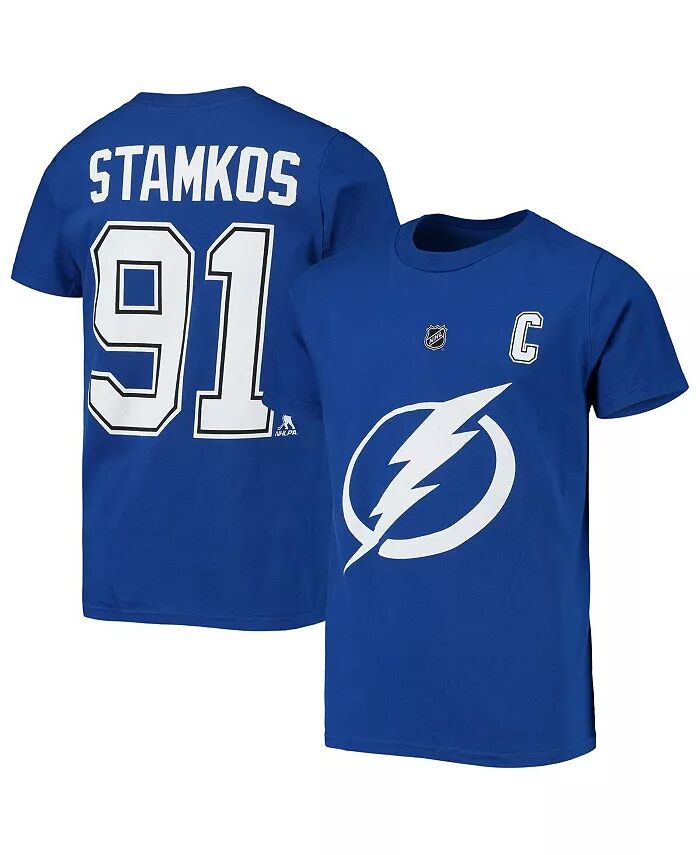 

Синяя футболка Big Boys Стивена Стэмкоса Tampa Bay Lightning с именем и номером игрока Outerstuff, синий