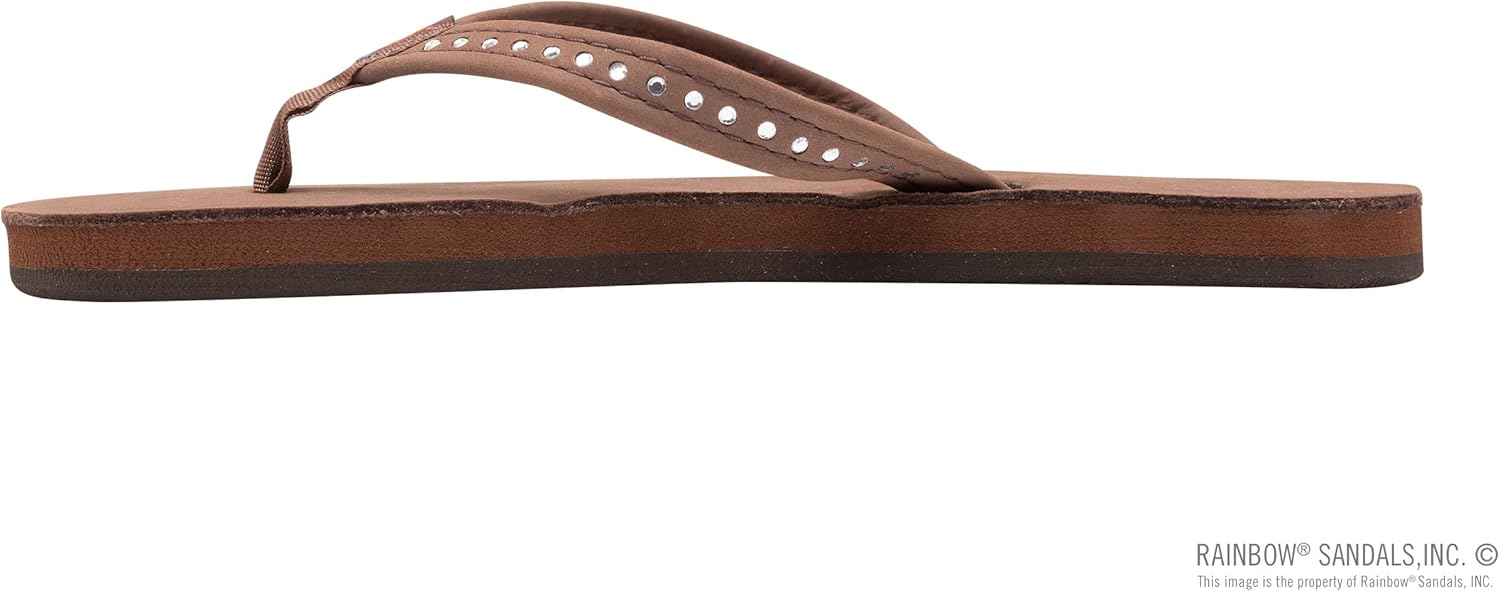 Детские сандалии Rainbow, один слой, премиум-кожа с узким ремешком с кристаллами Rainbow Sandals, эспрессо — фото 2