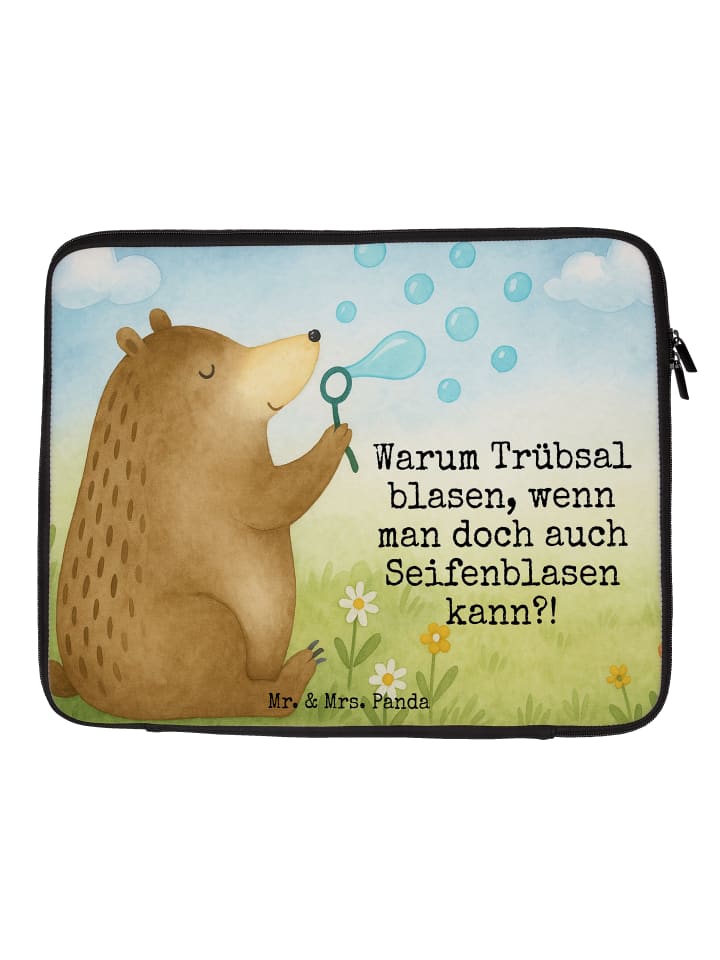 

Mr. & Mrs. Panda Сумка для ноутбука с изображением медведя, мыльного пузыря и надписью белого цвета