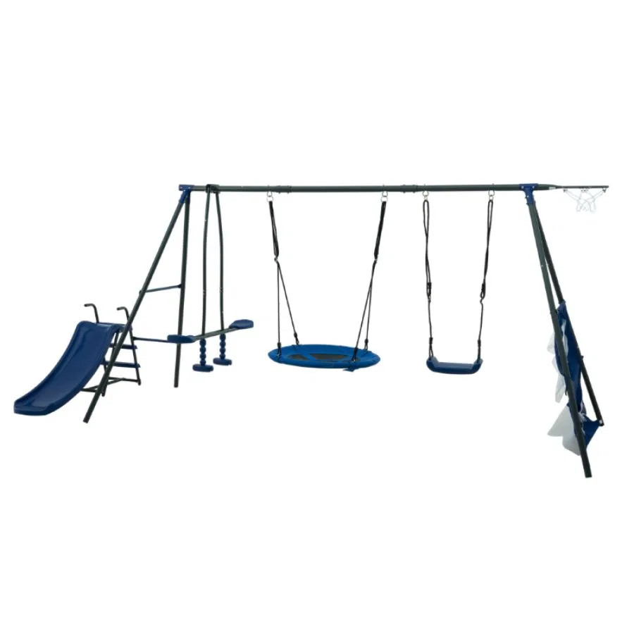 Детский игровой комплекс «Захватывающая тарелка» с горкой Streamdale Furniture, серый/синий — фото 4