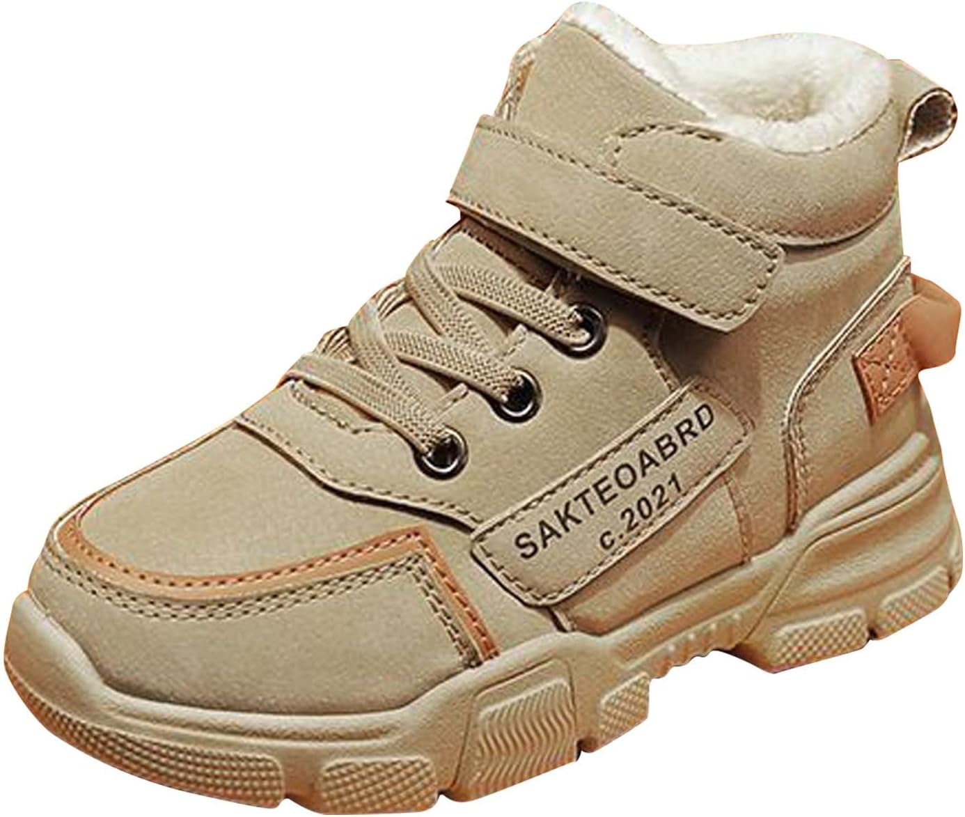 

Зимние кроссовки для мальчиков и девочек, утепленные ботильоны с искусственным мехом, унисекс, высокие спортивные детские обувь JEUROT, Beige