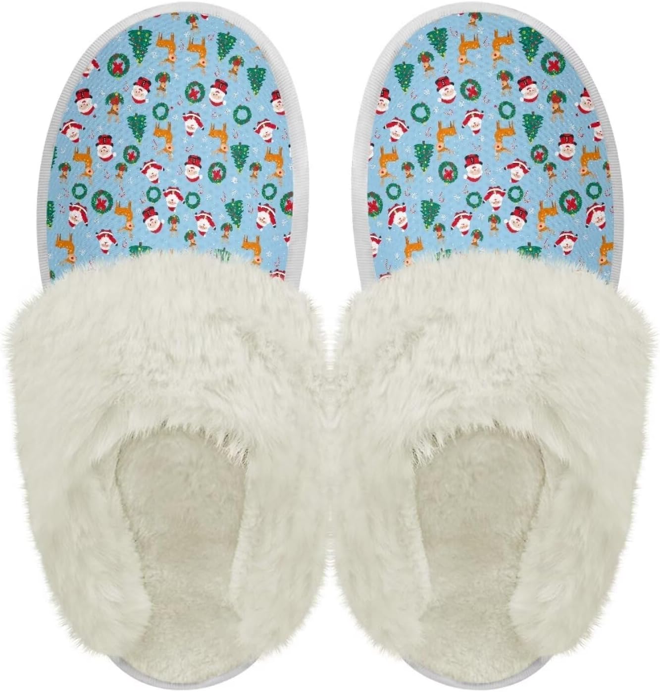 

Хлопковые тапочки с пушистыми краями, домашние тапочки для дома и улицы, хлопковые тапочки унисекс Pjheqoxe, Santa Claus Tree