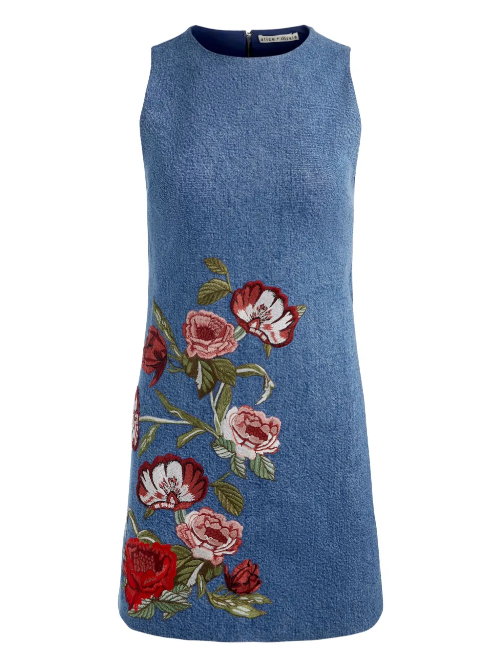 

Платье мини с цветочной вышивкой alice + olivia, синий