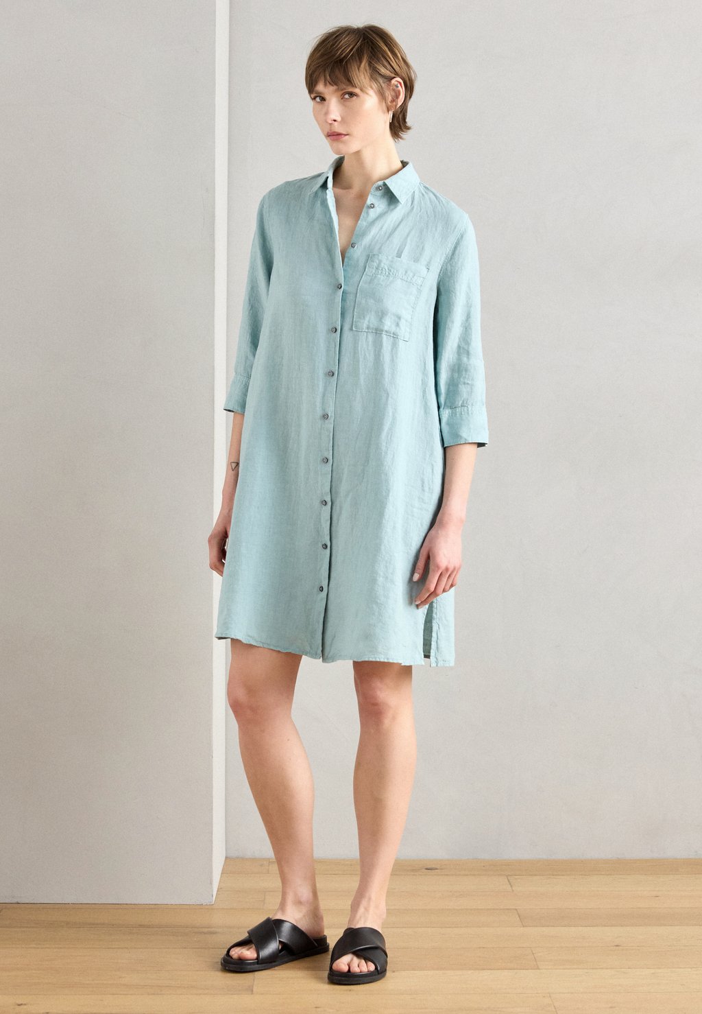 

Платье-рубашка A SHAPED 3/4 SLEEVE SHORT LENGTH BREAST POCKET Marc O'Polo, Pure Teal