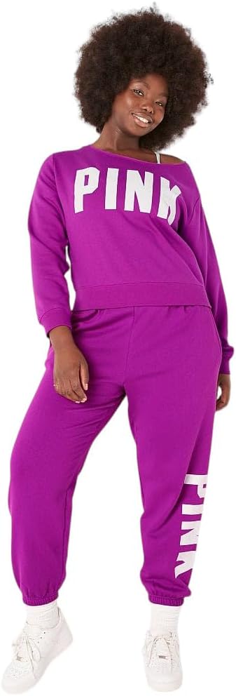 Victoria's Secret PINK флисовая укороченная толстовка, Fuschia Sans Logo — фото 3