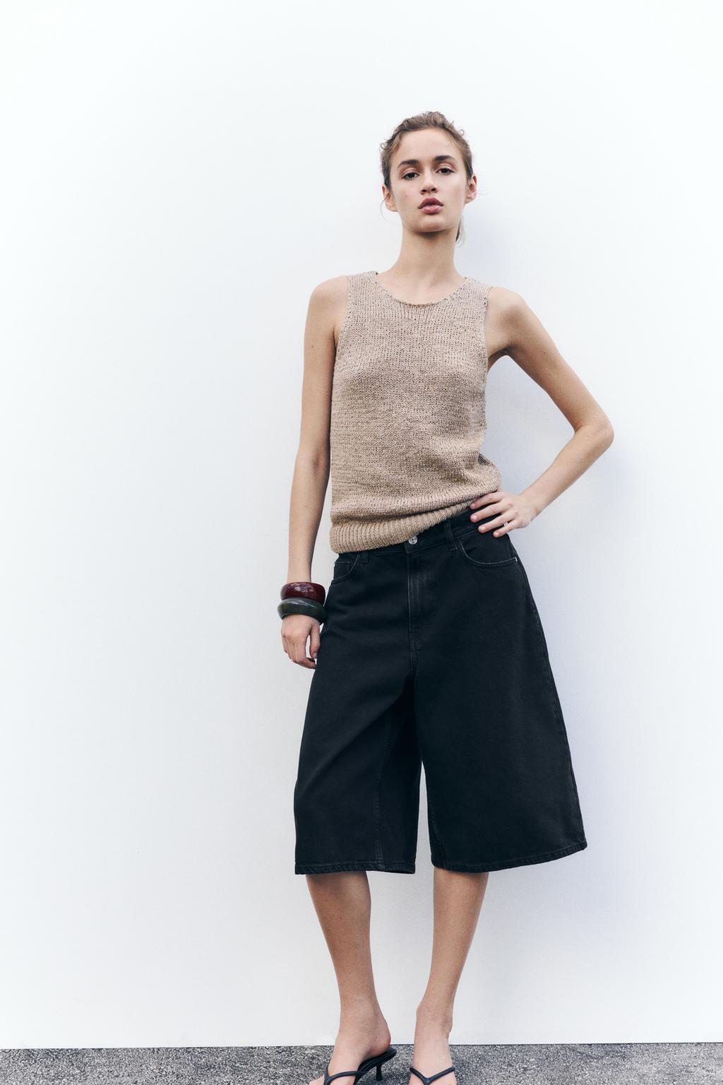 

Вязаный топ в деревенском стиле ZARA, цвет SAND/BROWN