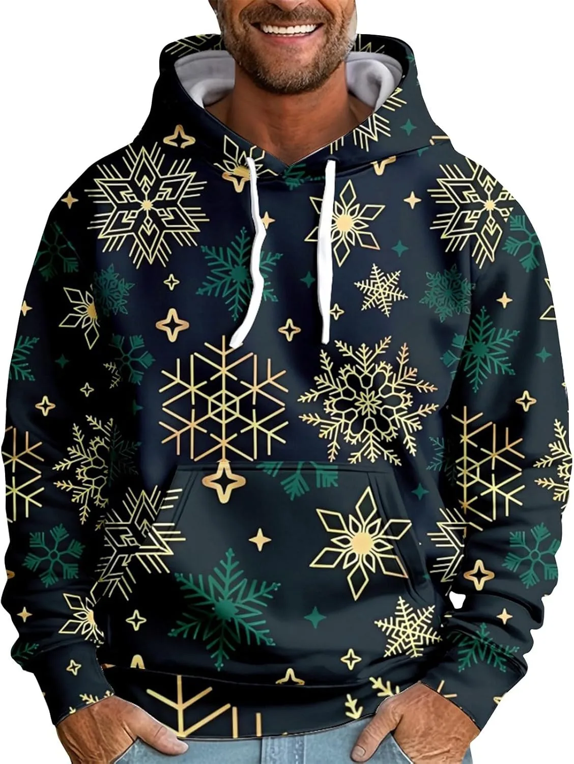 

Мужская рождественская худи Loose Lightweight с принтом JWNYJFB