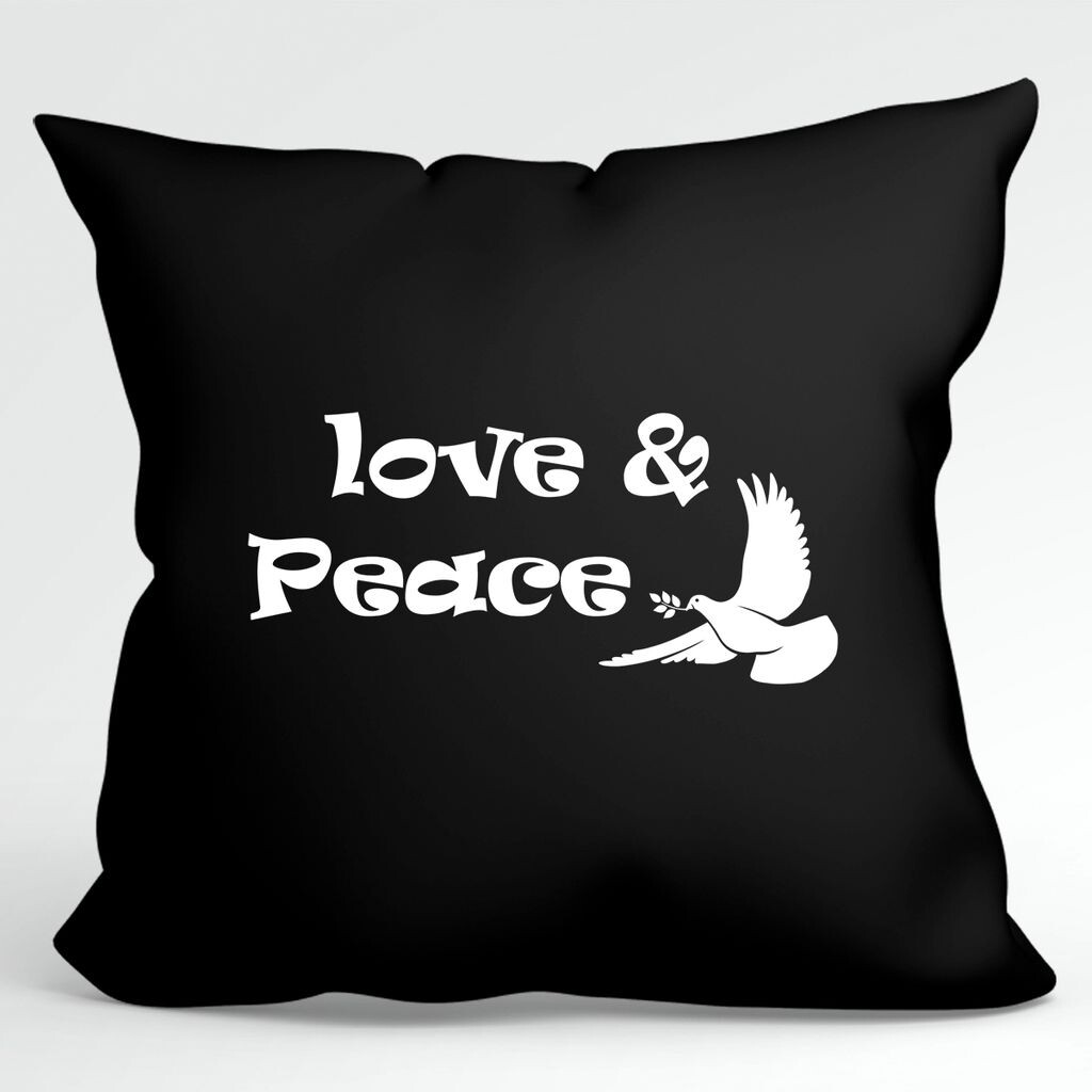 

УРАА! Подушка Love & Peace Dove декоративная наволочка без наполнения 40х40см Черная с мотивом мира Hellweg Druckerei