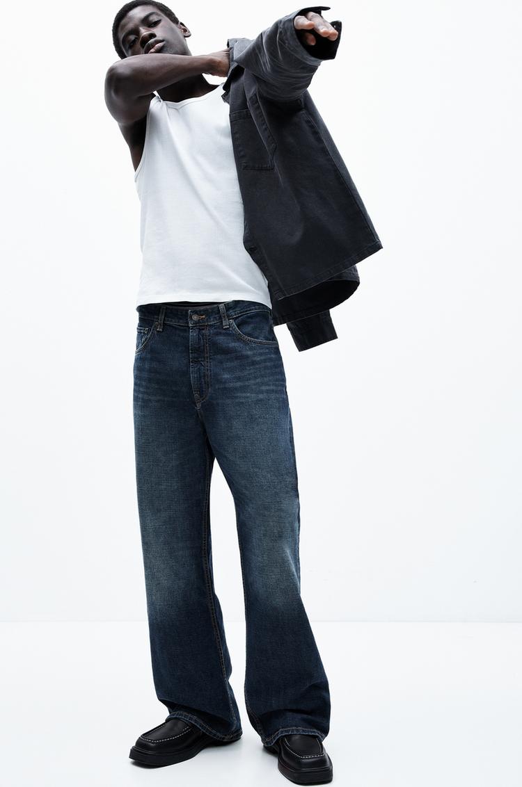 

Свободные расклешенные джинсы Pull And Bear, синий
