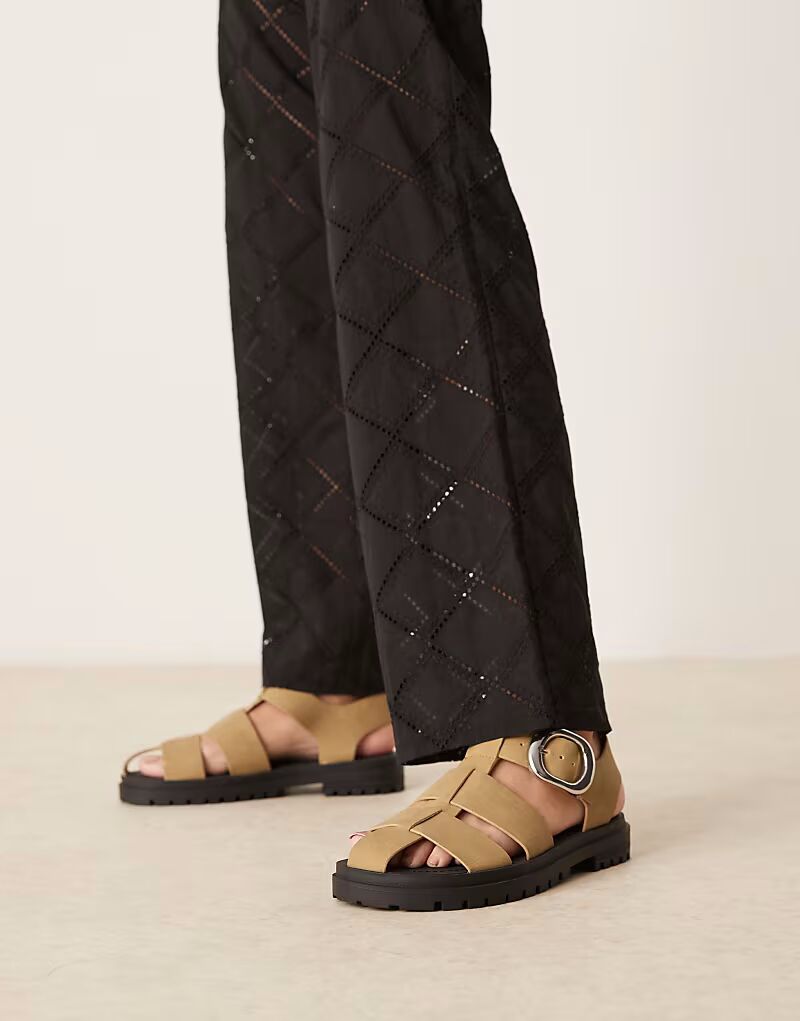 ASOS DESIGN Wide Fit Monarch массивные рыболовные туфли из серо-коричневой замши — фото 3