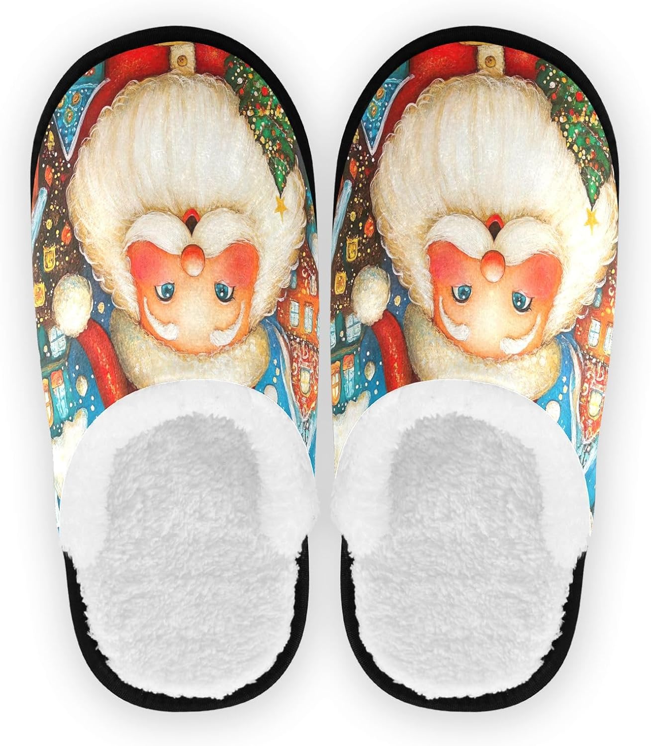 

Зимние рождественские домашние тапочки UMIRIKO с изображением Санта-Клауса для женщин и мужчин, моющиеся, с противоскользящей подошвой, с сумкой для хранения, для путешествий и спа 20859044, Santa Claus