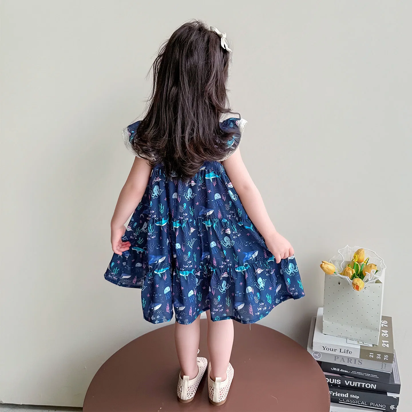 Платье с морским принтом Disney Pre School Square Collar Navy — фото 3