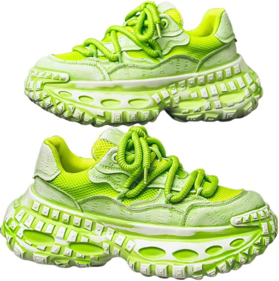 

Мужские винтажные легкие кроссовки с платформой, нескользящие, с цветными блоками, повседневные, на шнуровке, массивные кеды Lexamen, красный