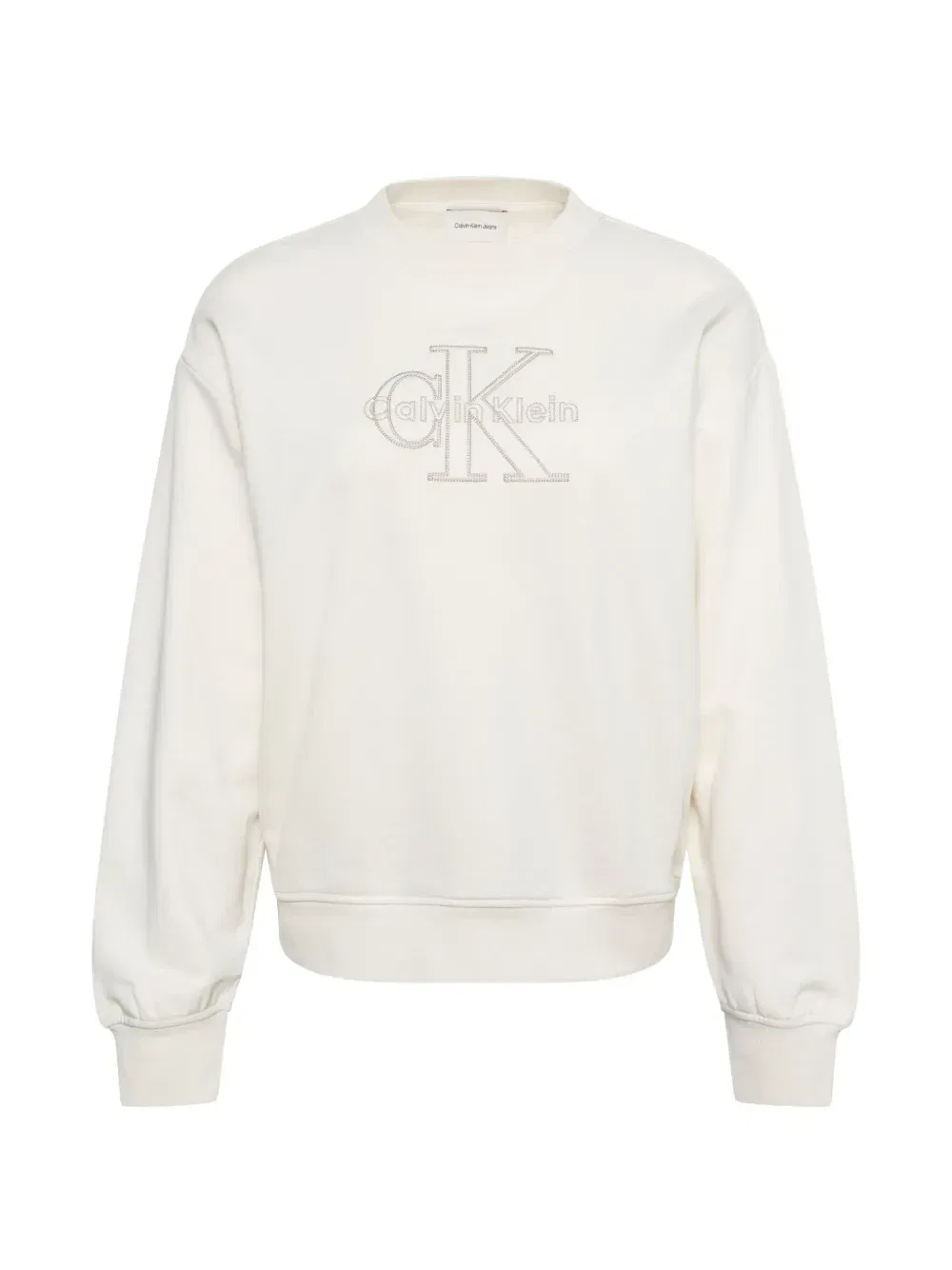 Свитшот с вышитым логотипом и круглым вырезом Calvin Klein, бежевый