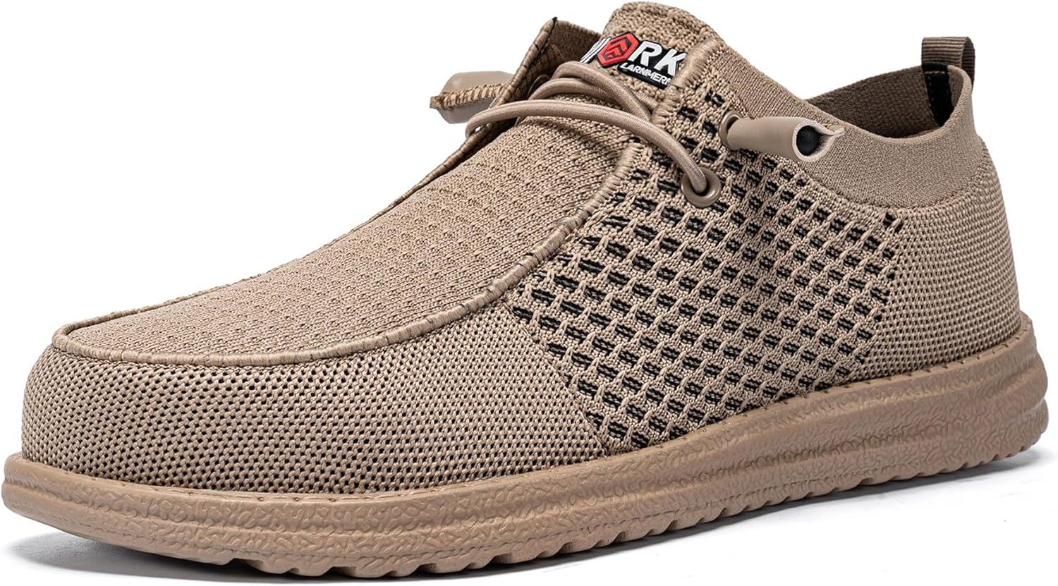 

Мужские слипоны с защитным стальным носком LARNMERN, легкие, удобные для отдыха и ходьбы, кроссовки, лоферы с стальным носком, хаки