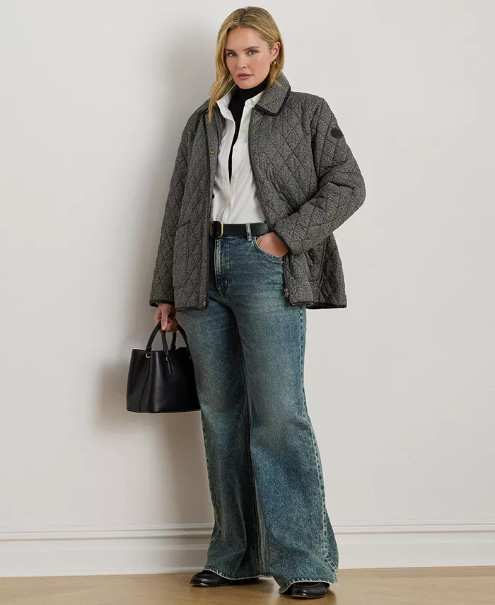 

Женское стеганое пальто больших размеров Lauren Ralph Lauren, черный