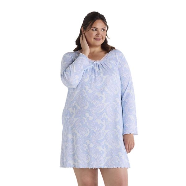 

Платье с длинным рукавом Cottonessa больших размеров Miss Elaine Essentials, цвет blue paisley