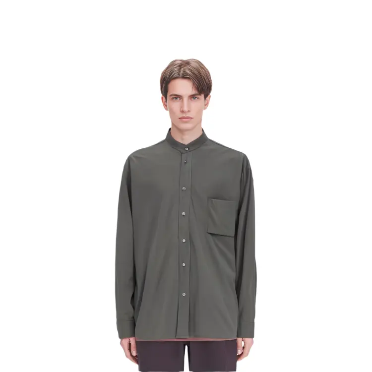 Jil Sander X FW20 Jil Sander Collaboration Series Рубашка мужская оливково-зеленая Uniqlo, оливково-зеленый — фото 4