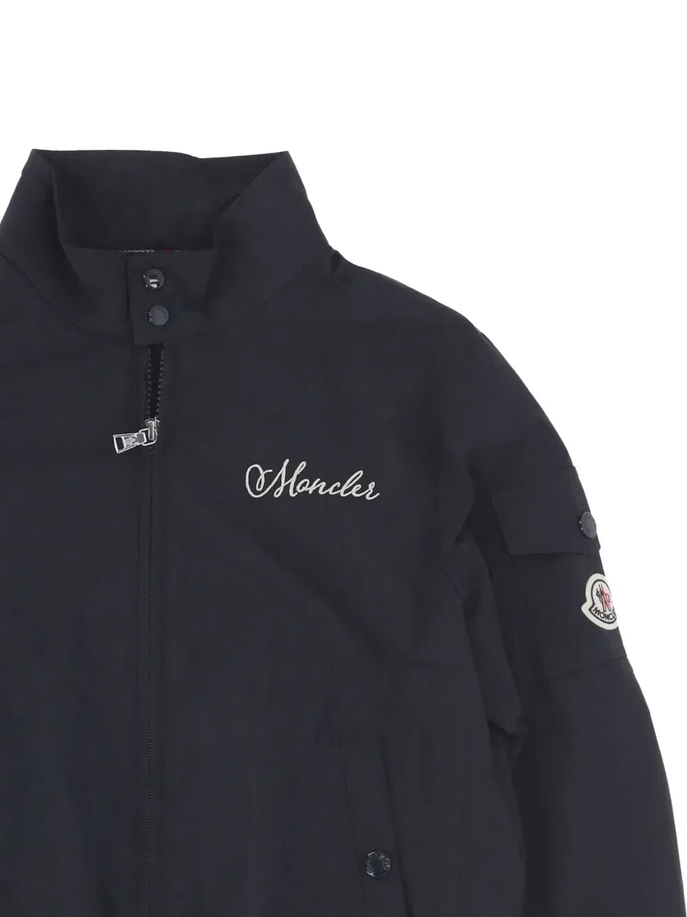 Куртка на молнии с вышитым логотипом Moncler Enfant, синий — фото 3
