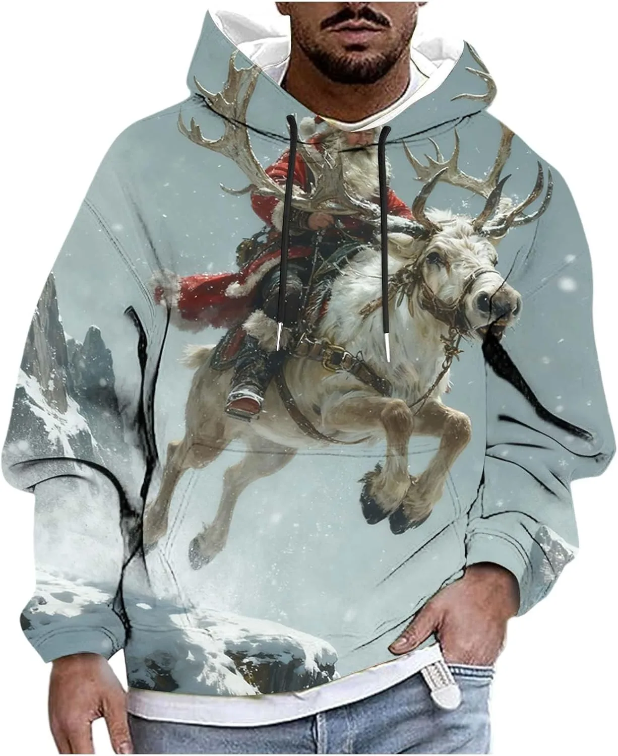 

Рождественский худи для мужчин с принтом оленя