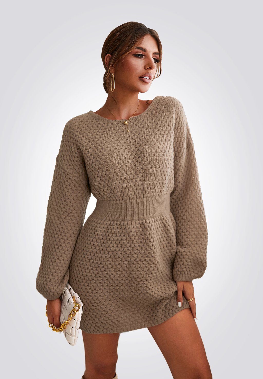 

Вязаное платье SOLID CASUAL Cupshe, светло-коричневый