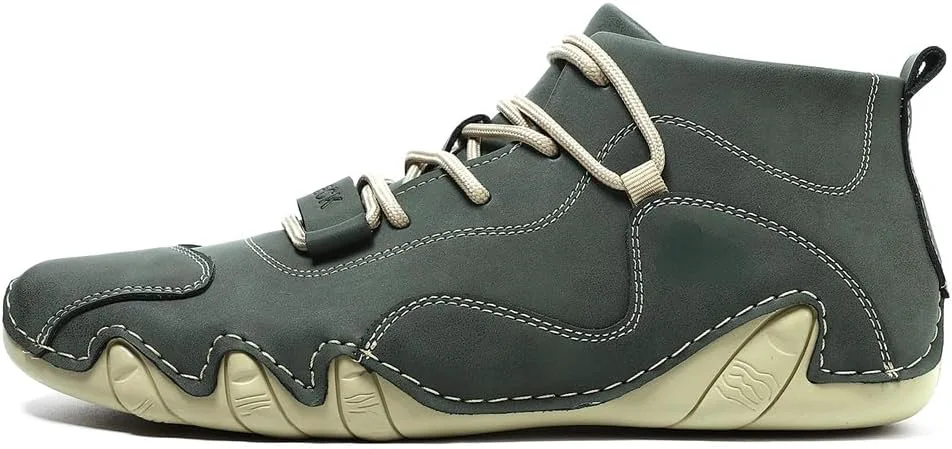 

Мужские ручной работы кожаные высокие ботинки водонепроницаемые противоскользящие кроссовки Abborora, зеленый