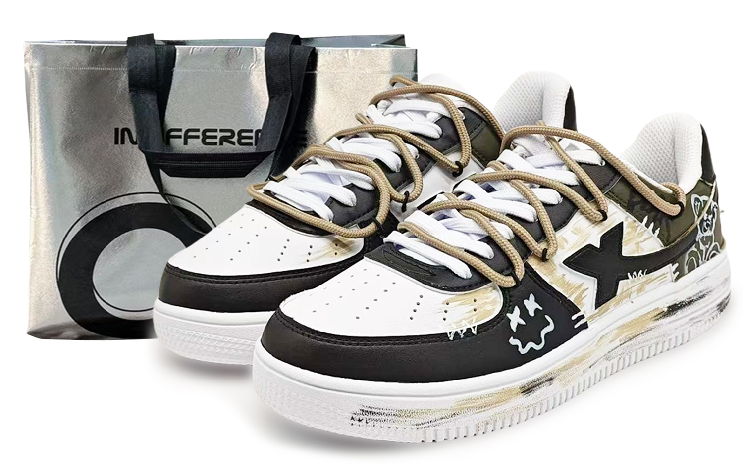 

XTEP Кроссовки Air Force One с нескользящим и износостойким покрытием, низкие, для скейтбординга, мужские, черно-белые