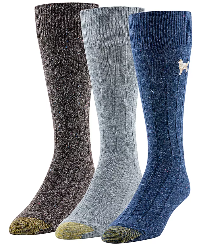 

Мужские носки 3 пары Hampton с вышивкой и усиленным мыском Gold Toe, мультиколор