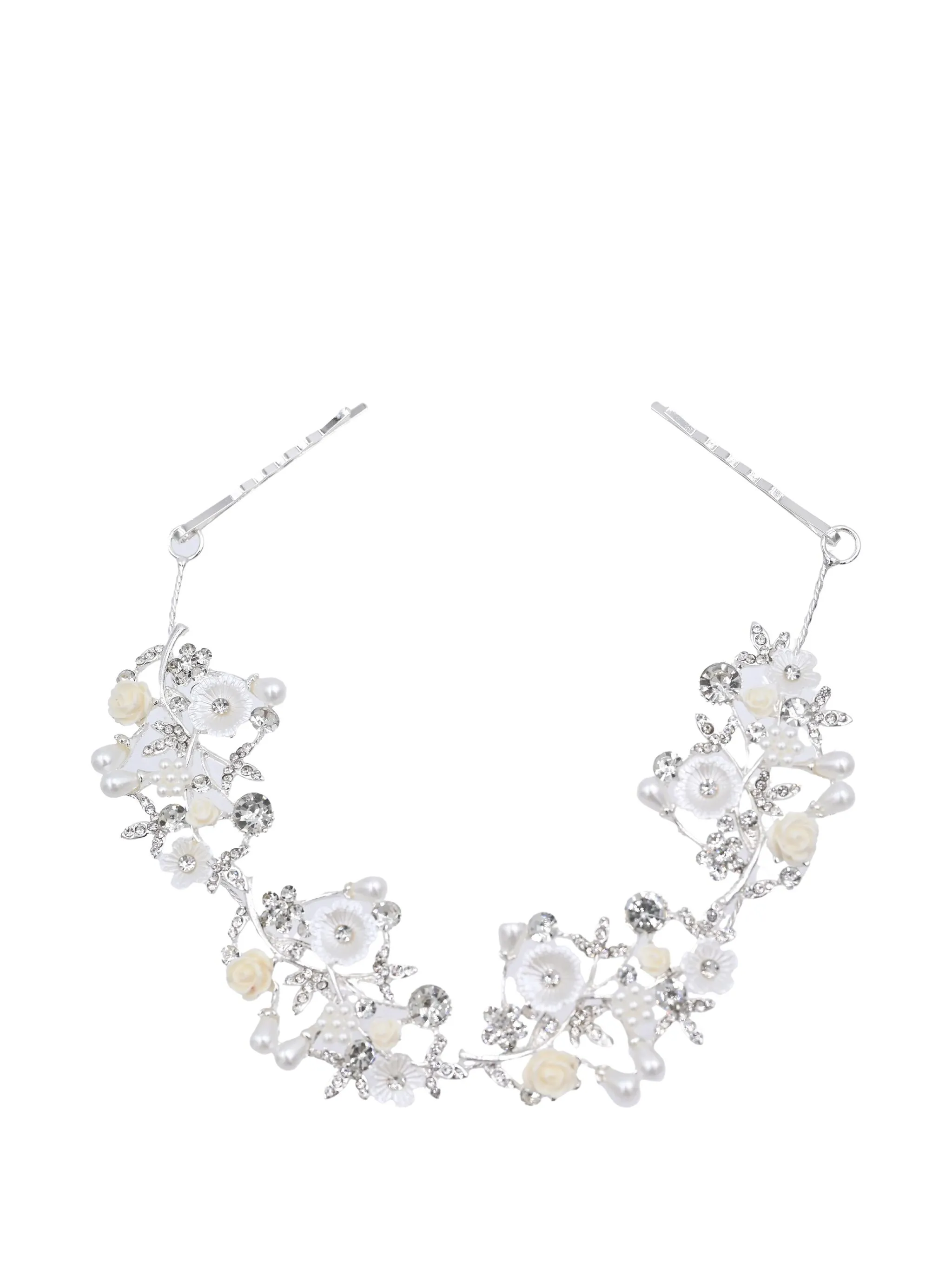 

Заколка для волос Crystal Flower Ivory Rose Tulleen, серебристый