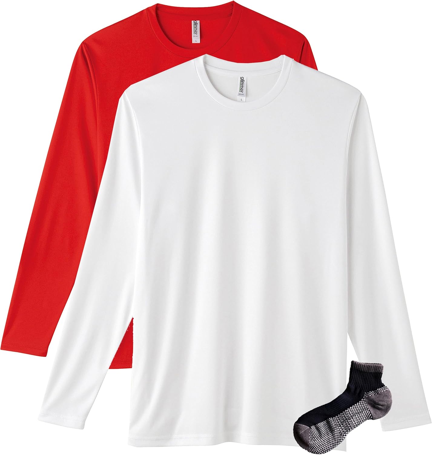 

Футболка с длинным рукавом Glimmer 00352-AIL из трикотажа Interlock Dry плотностью 3,5 унции, бело-красный