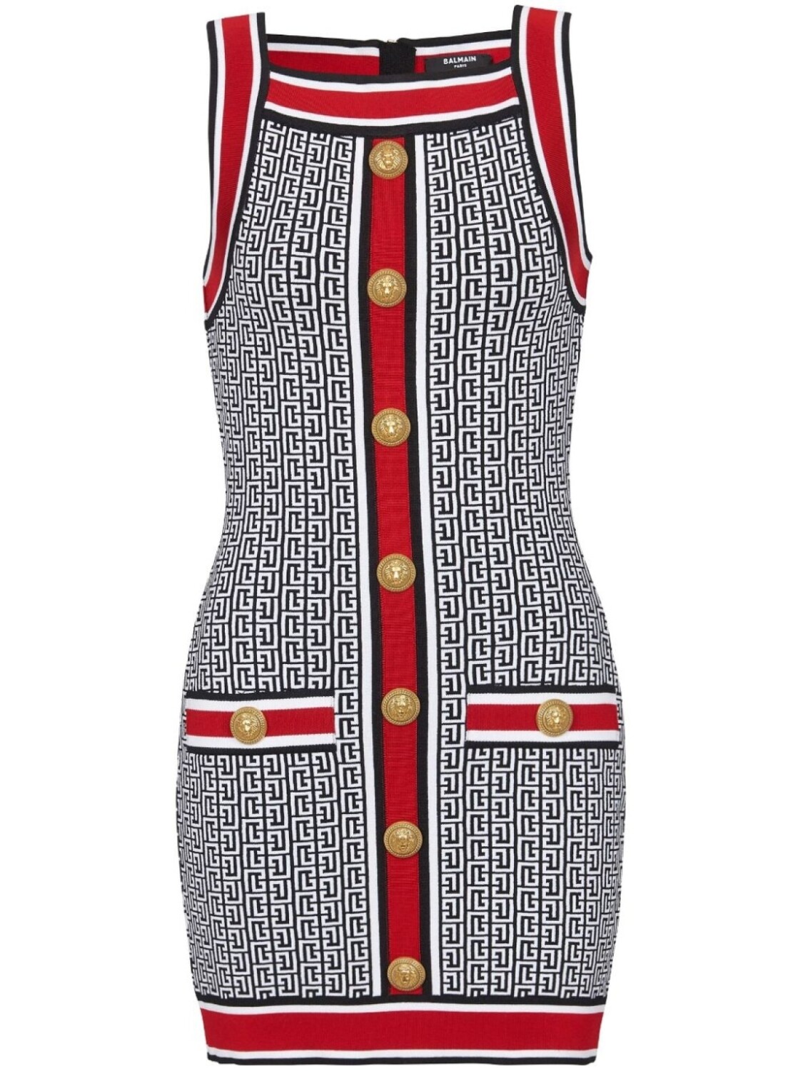 

Balmain платье мини с монограммой, красный