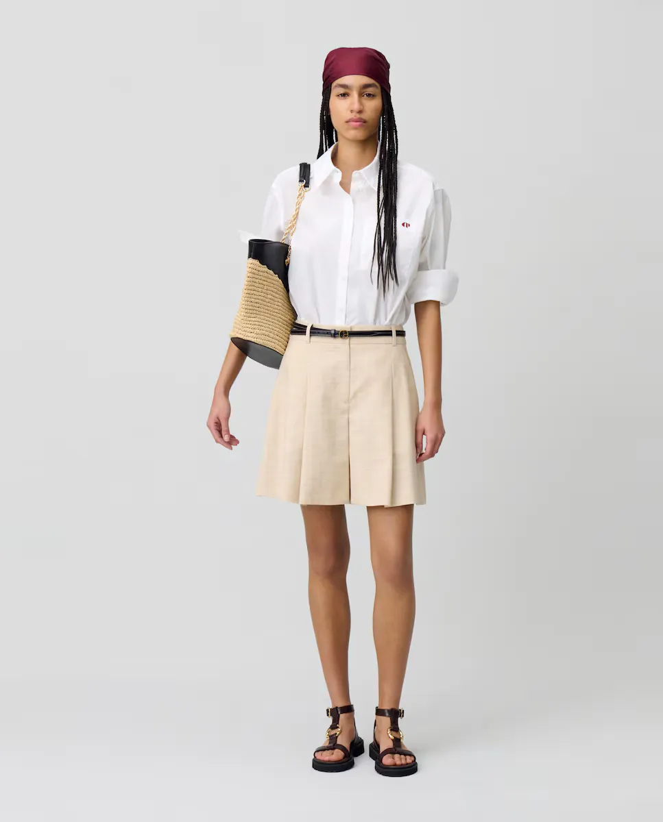 

Женские плиссированные шорты Claudie Pierlot, бежевый