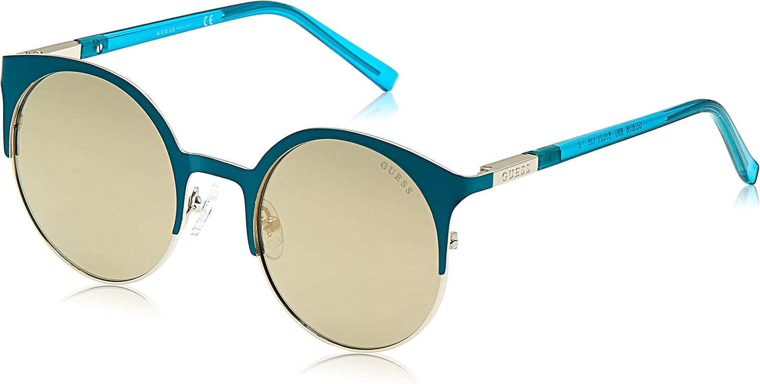 

GUESS женские круглые солнцезащитные очки Gu3036, Turquoise & Brown Mirror
