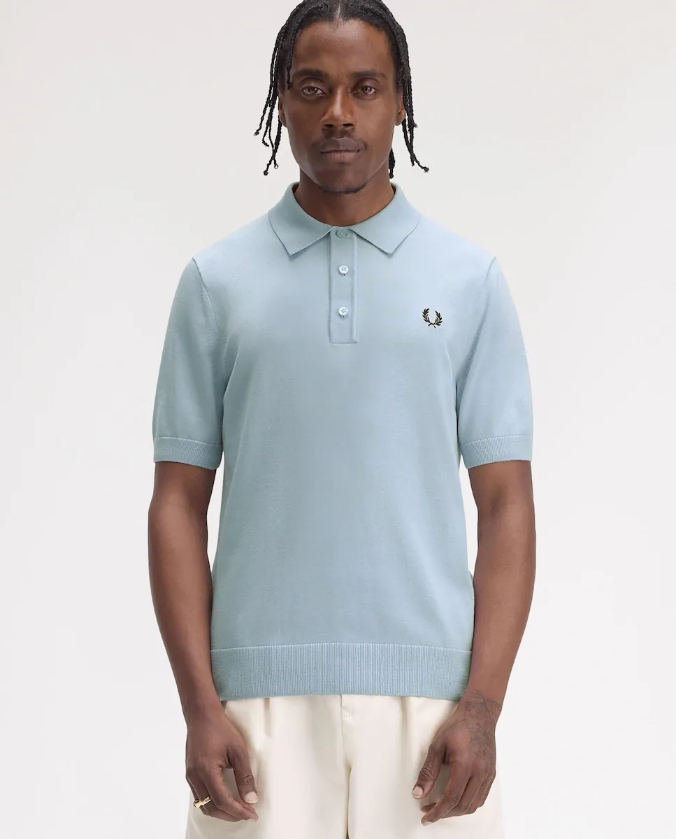 

Мужской джемпер с воротником поло и коротким рукавом Fred Perry, светло-голубой