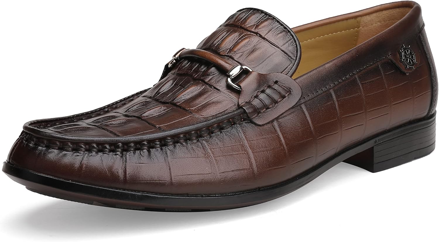 

Мужские премиальные кожаные туфли, черные с модным принтом под крокодила, деловые лоферы-слипон для мужчин Generic