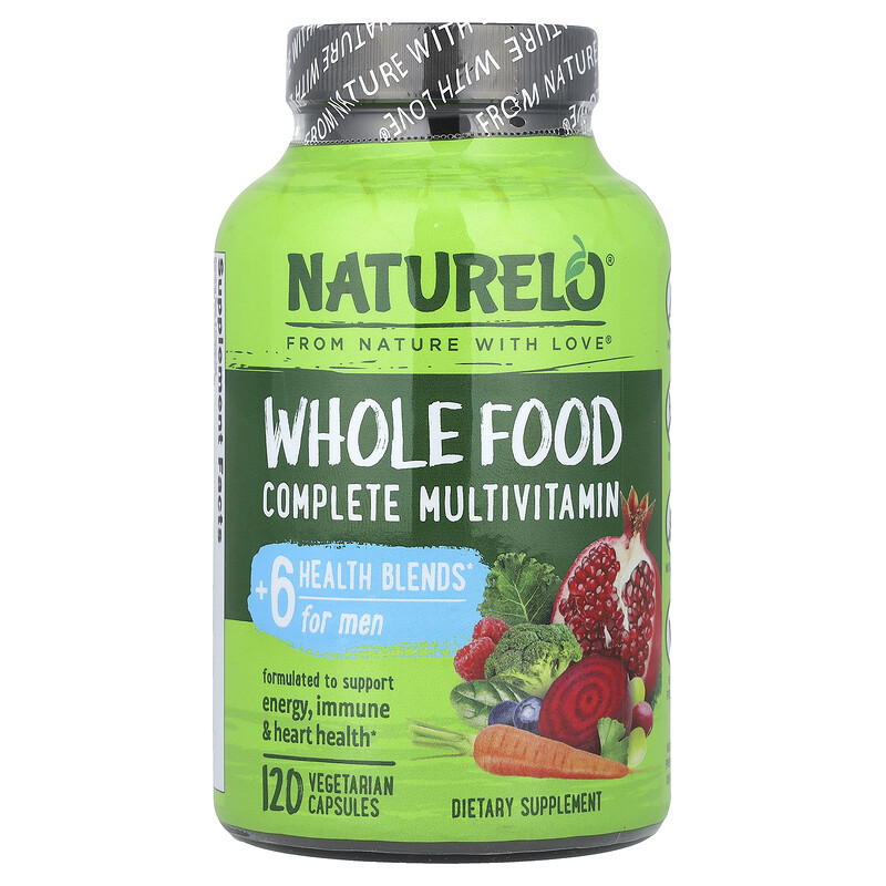 

NATURELO, Мультивитаминный комплекс из цельных продуктов, для мужчин, 120 вегетарианских капсул