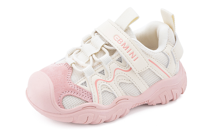 Детские кроссовки Slip Resistant Anti Kick Abrasion Resistant Lightweight Cushioning Thermal Low top Kids Lifestyle EBMINI, бежевый розовый (fleece-lined) — фото 4