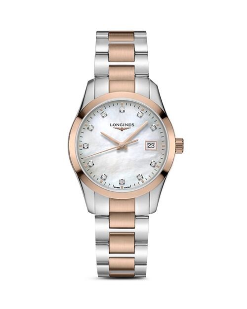 

Классические часы Conquest, 34 мм Longines, цвет White/Rose Gold