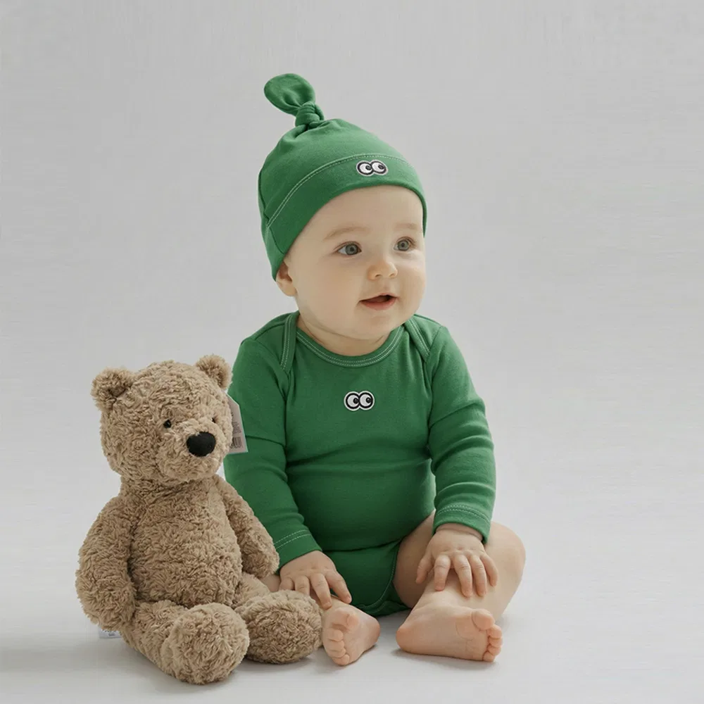Детский базовый комплект боди Plain Baby Essential зелёного цвета от Luuklook.Studios — фото 2