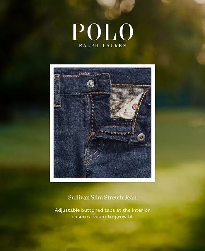 Узкие эластичные джинсы Sullivan для малышей и маленьких мальчиков Polo Ralph Lauren, синий — фото 4