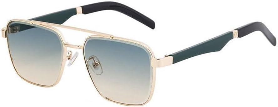 

Большие овальные солнцезащитные очки для мужчин и женщин, роскошные солнцезащитные очки в стиле панк с металлической оправой, защита от УФ-излучения UV400 TYUVIVO, C7 Glod Green